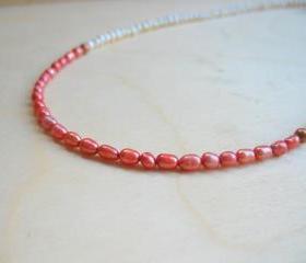 Ivory Pearl Necklace, Bridal Necklace, Wedding Jewlery, Dark Peach Ivory Freashwater Pearl Necklace, Copper Stardust, Under 50 40 30